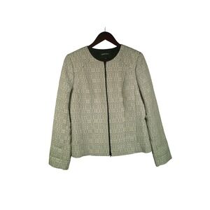 Lafayette 148 New York Tweed Textured Zip Front Lined Blazer Jacket Women's 12